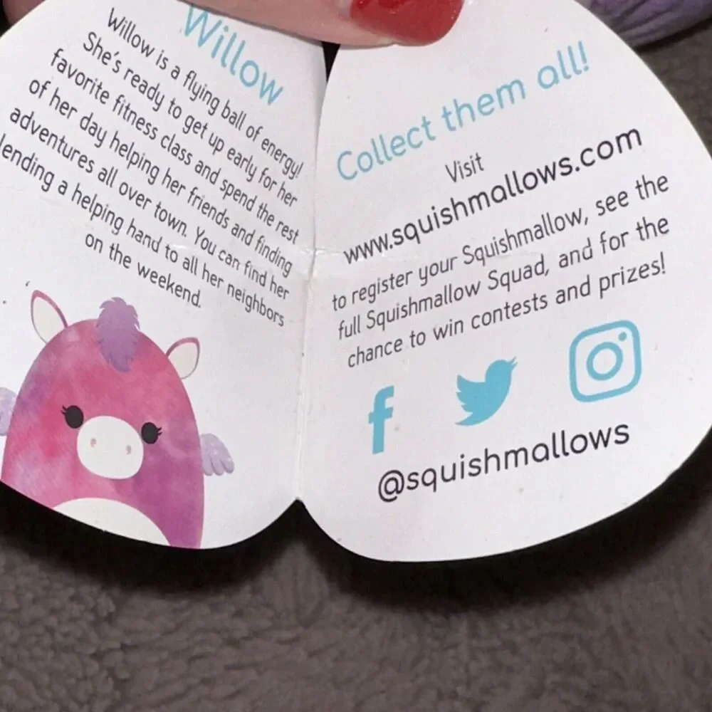 2020 Squishmallows WILLOW Pegasus Pink & Purple Glitter Sparkle Wings Tie Dye 8